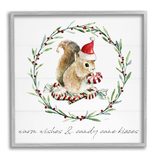 Stupell Industries Warm Wishes & Candy Kisses Phrase Framed Giclee Art